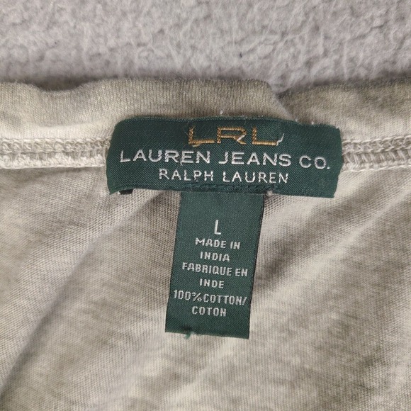 Ralph Lauren Blouse Women's Large Gray Button Shoulder Embroidery - Picture 3 of 16